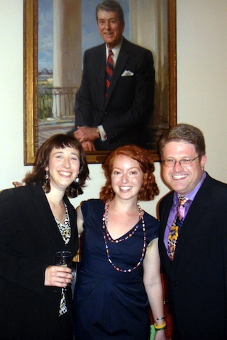 Sarah Lefton, Eli Winkelman, and Shawn Landres with a fellow Californian; photo: Jeremy Ben-Ami